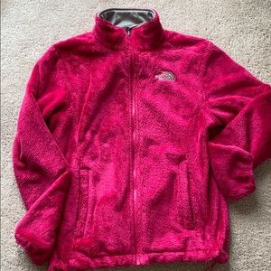 Hot pink fuzzy North Face